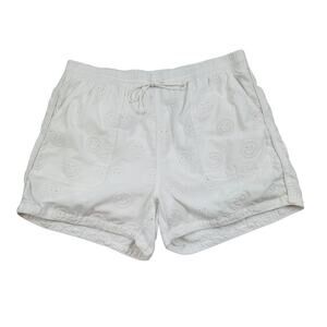 Saint Geraldine Embroidered Happy Face Eyelet Pull On  Shorts Women's Size Large